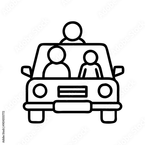 Illustration of car vehicle automobile with driver passenger travel ride sharing transport taxi drive