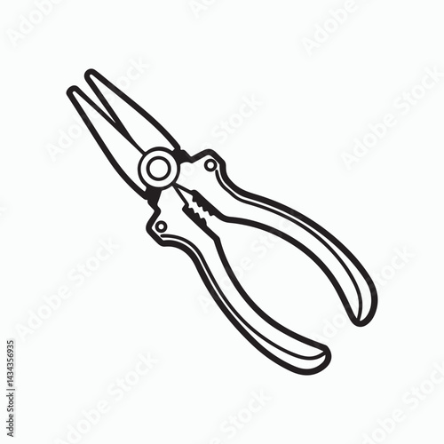 needle nose pliers vector art illustration