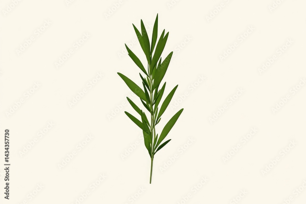 Fototapeta premium Fresh rosemary sprig, vibrant green leaves