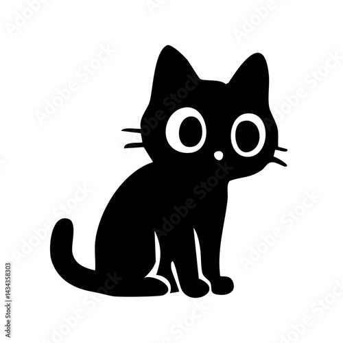 Cute cat sitting tail around feet silhouette