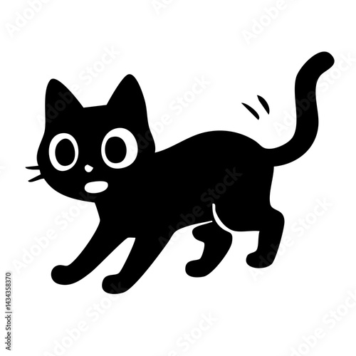 Cute cat running silhouette