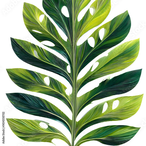 Obraz na płótnie Tropical green palm leaf, cut out w salonie