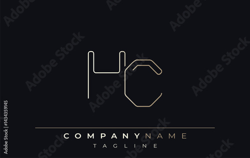 HC Abstract Line Style Logo. Minimalist Design Featuring the Letters H and C Abstract Line Style