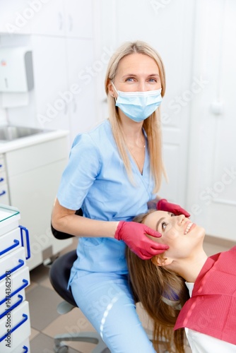 facial joints, doctor examining, checking teeth, dentist office, dentistry clinic, dental instruments