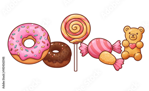 sweet donuts with colorful sprinkles
