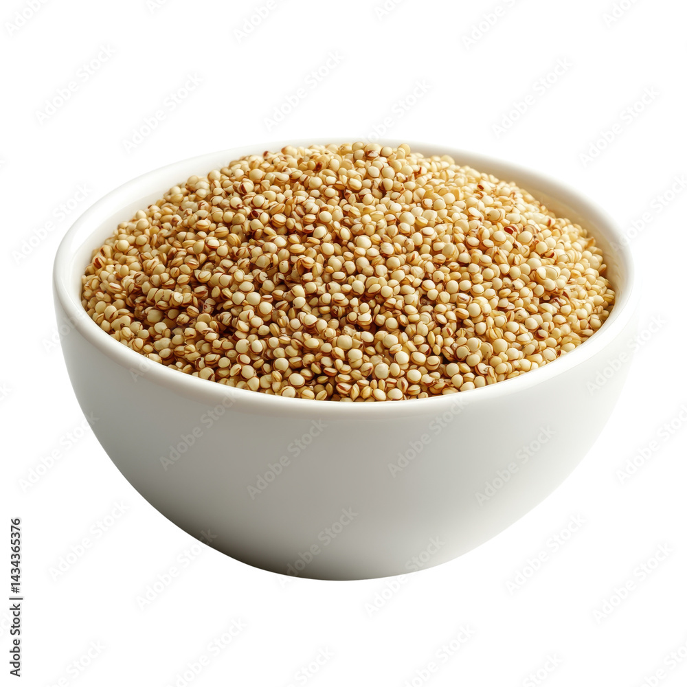 quinoa in a white bowl Isolated on white transparent background quinoa in a white bowl Isolated on white transparent background