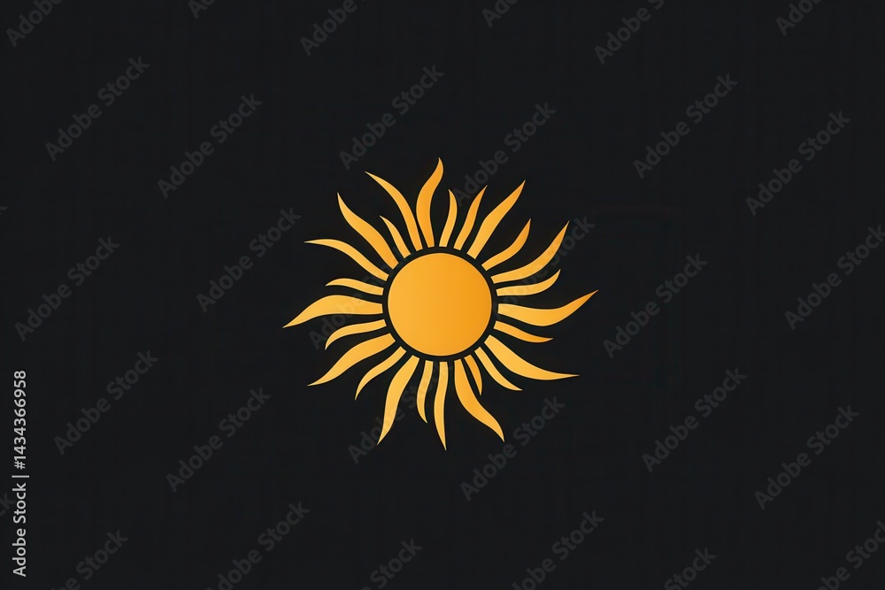 Fototapeta premium Sun logo emblem concept featuring radiant rays and circular design ideal for tourism, leisure, and branding opportunities in hospitality and outdoor adventures