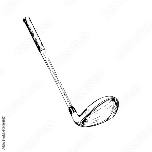Illustration of a golf club, on white, for sport or recreation