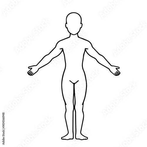 Standing human figure outline in black and white, for infographics