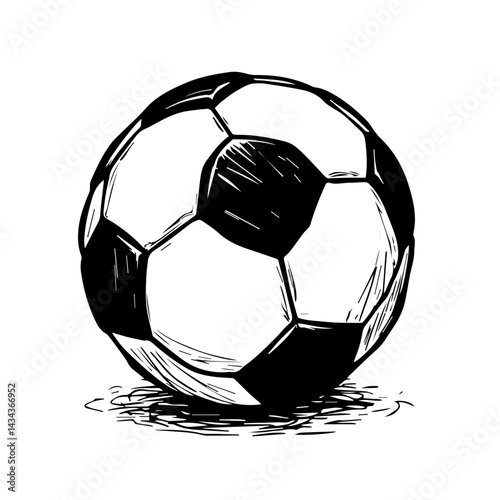 Soccer ball in black and white sketch style for sports blogs