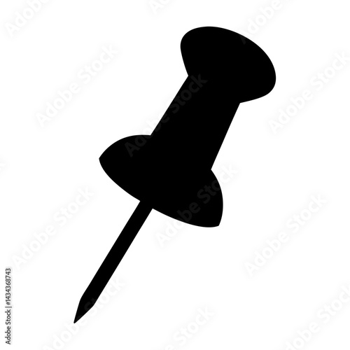 Simple Black Push Pin Vector IllustrationOn For Office Supplies on a transparent background