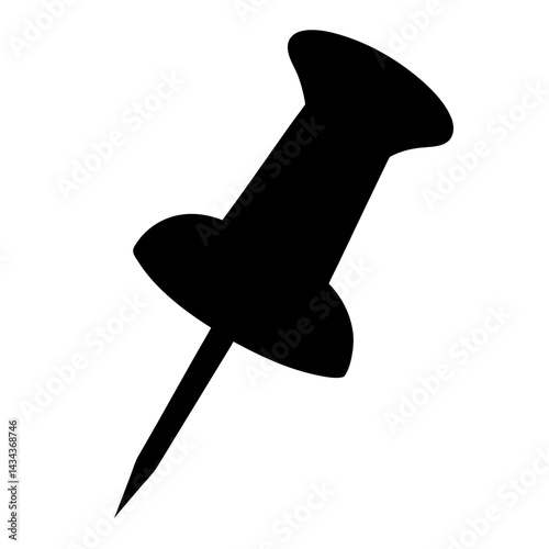 Simple Black Push Pin on aUsed for Holding Papers or Marking on a transparent background
