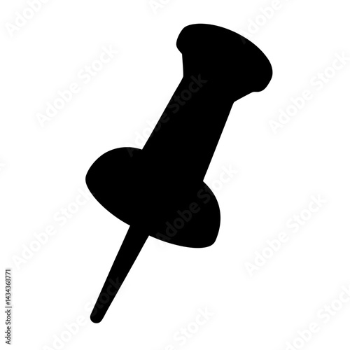 A Black Silhouette of a Pushpin,Providing a Simple, Clean Graphic Element on a on a transparent background