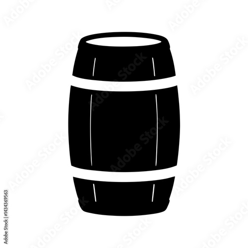 A bold and graphic silhouette of a barrel,perfect for a liquor or wood themed design on a transparent background