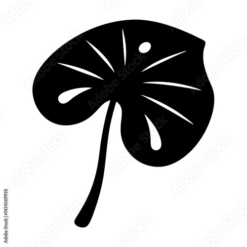Silhouette of Monstera deliciosa leaf,tropical foliage, botanical vector illustration for design element on a transparent background