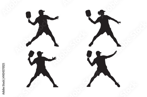 Handball Player Silhouettes in Action Jump Shot Vector Set