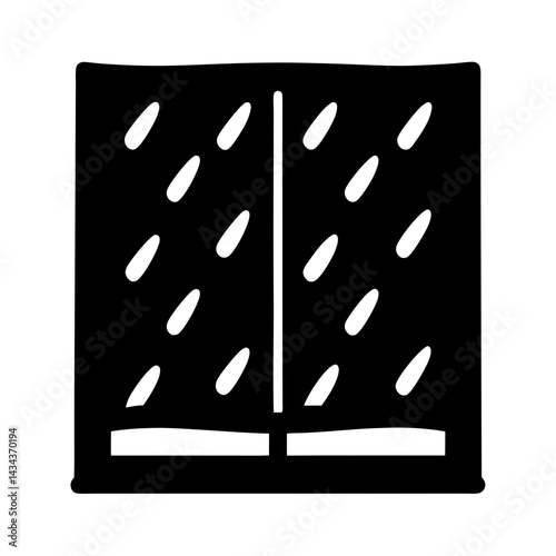 Monochromatic Black and Image Depicting aWindow Pane with Raindrops on the Glass on a transparent background