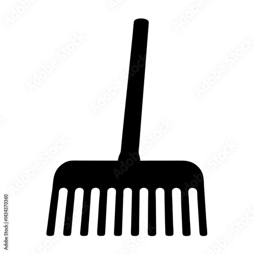 Black silhouette of a rake ,perfect for gardening illustrations on a transparent background