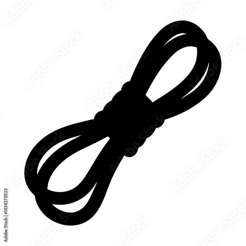 Stylized illustration of rope coiled,rendered in black on providing a sense of utility on a transparent background