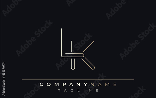 LK Abstract Line Style Logo. Minimalist Design Featuring the Letters L and K Abstract Line Style