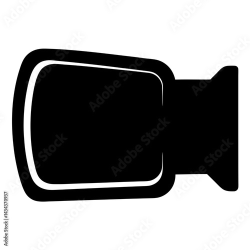 Stylized Silhouette of a Classic Movie Camera,a Simple Icon Design in Black and on a transparent background