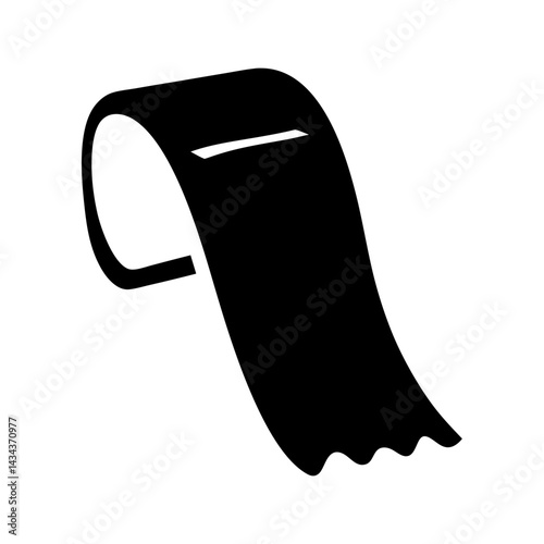 Minimalist Monochrome Image of Toilet Paper Rollon with Stylish Wavy Bottom Edge on a transparent background