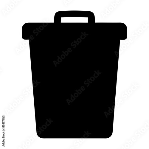 Simple black trash can icon representing wastedisposal and deletion clean on a transparent background