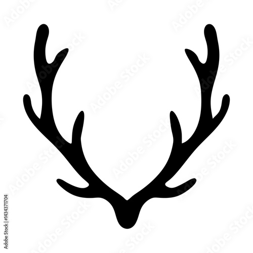 Stylized Silhouette of Deer Antlers,Graphic Animal Horns on a on a transparent background