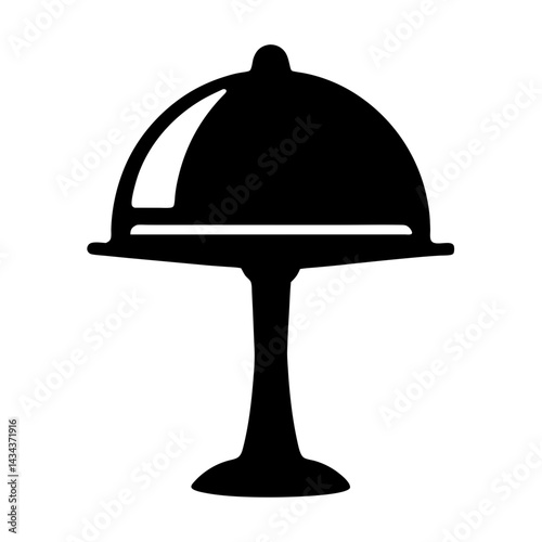 Elegant Black Silhouette of a Covered ServingDish Pedestal for Special Occasions on a transparent background