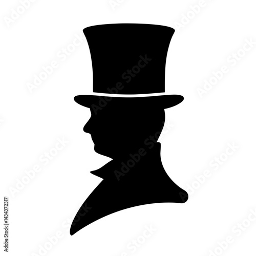 Elegant Silhouette of a Man Wearing a Top Hat,Depicting Classic Style and Sophistication on a transparent background