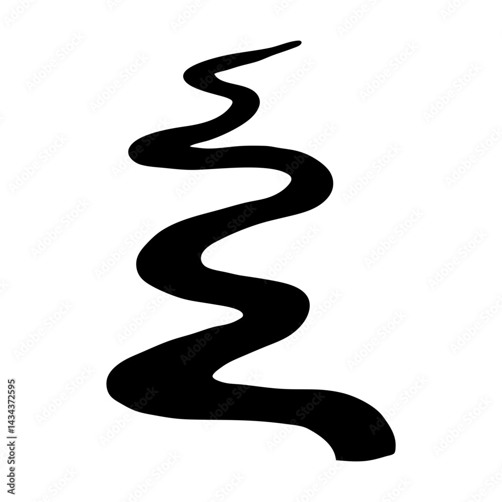 Abstract Black Winding Shape on ,Graphic Element on a transparent background Abstract Black Winding Shape on ,Graphic Element on a transparent background