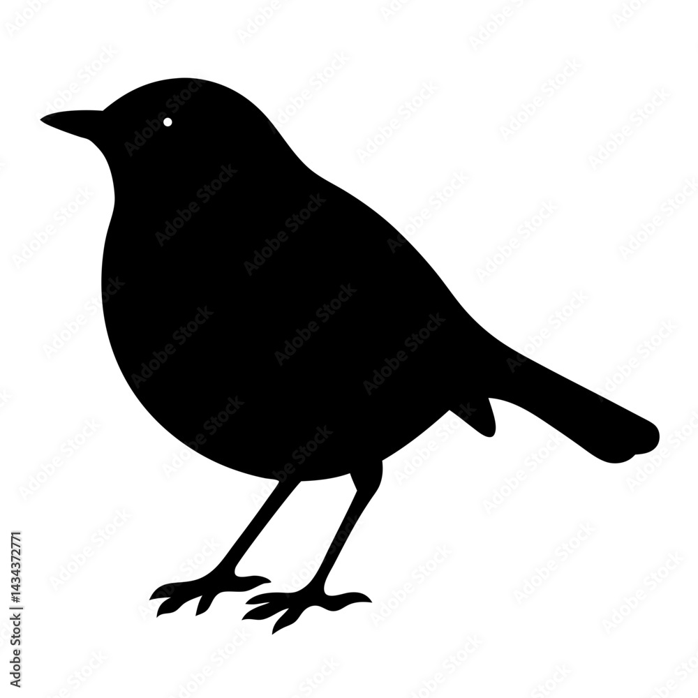 Obraz premium Silhouette of a Small Bird inBlack and Against a Plain on a transparent background
