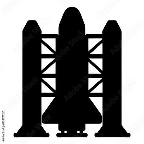 Silhouette of Space Shuttle on LaunchPad Ready for Space Exploration and Travel on a transparent background