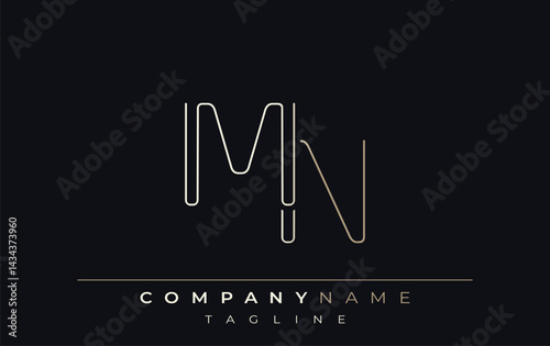 MN Abstract Line Style Logo. Minimalist Design Featuring the Letters M and N Abstract Line Style