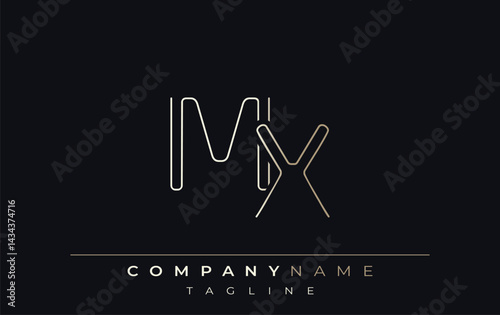 MX Abstract Line Style Logo. Minimalist Design Featuring the Letters M and X Abstract Line Style