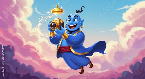 Cartoon genie character illustration