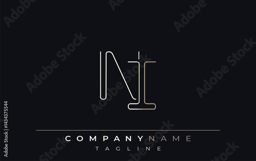 NI Abstract Line Style Logo. Minimalist Design Featuring the Letters N and I Abstract Line Style