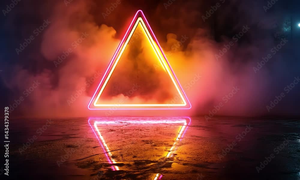 Neon triangle design fog background