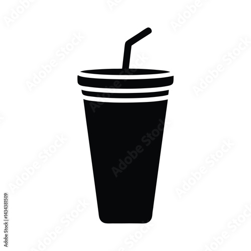 soda cup stencil icon vector illustration