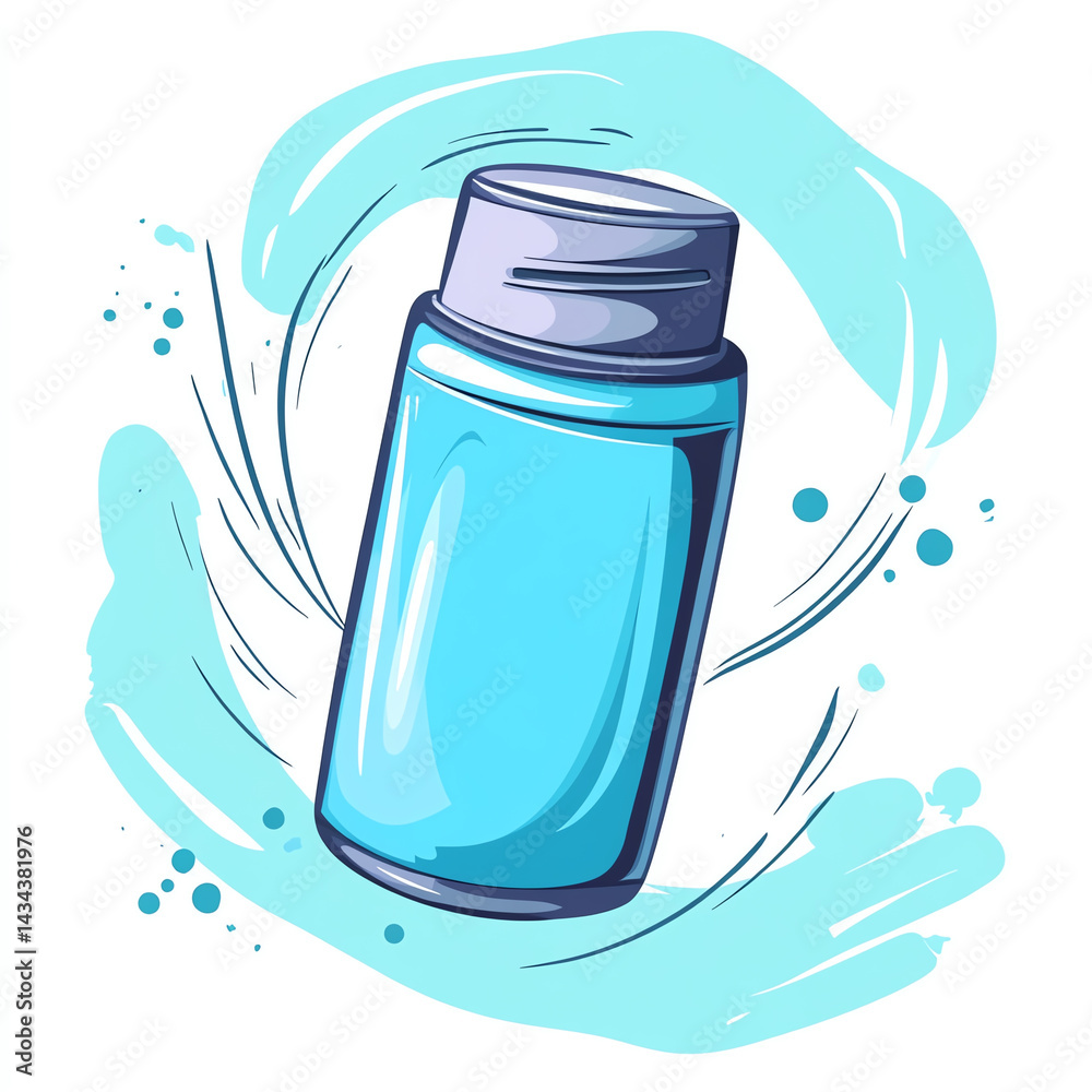 A vibrant blue bottle against a splash background, perfect for showcasing beverages or water-related products in marketing materials.