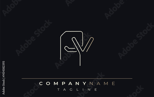 PY Abstract Line Style Logo. Minimalist Design Featuring the Letters P and Y Abstract Line Style