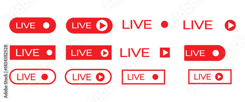 Live streaming icon set. Live broadcasting buttons and symbols. Set of online stream icon vector illustration. broadcast button set vector