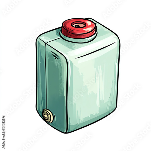 Obraz na płótnie A stylized illustration of a green plastic container with a red cap, suitable for packaging, storage, or creative design projects. w salonie