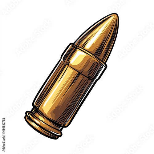 Obraz na płótnie A detailed illustration of a golden bullet, featuring sleek lines and a polished finish, symbolizing power and precision. w salonie