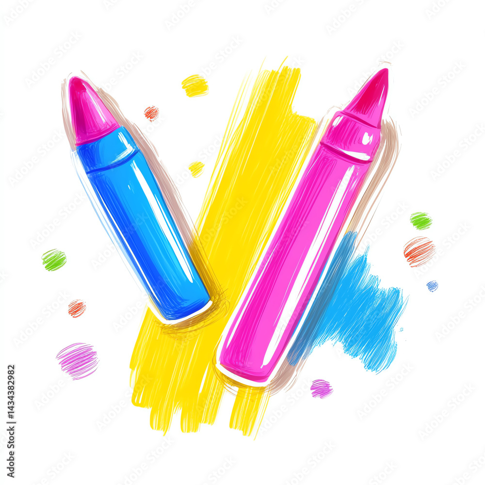 Colorful crayons in vibrant shades perfect for children's art projects and educational purposes.