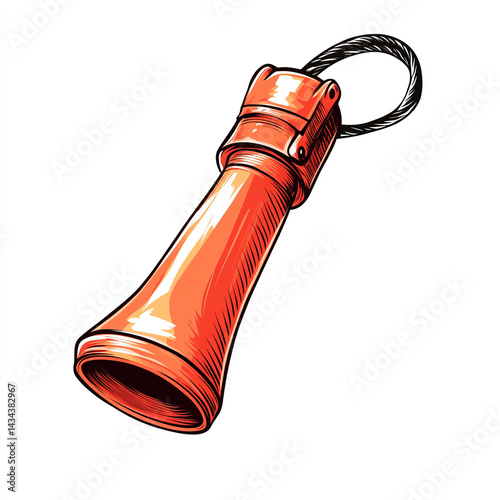 A vibrant orange whistle, perfect for sports or outdoor activities, symbolizing excitement and teamwork in fun environments.