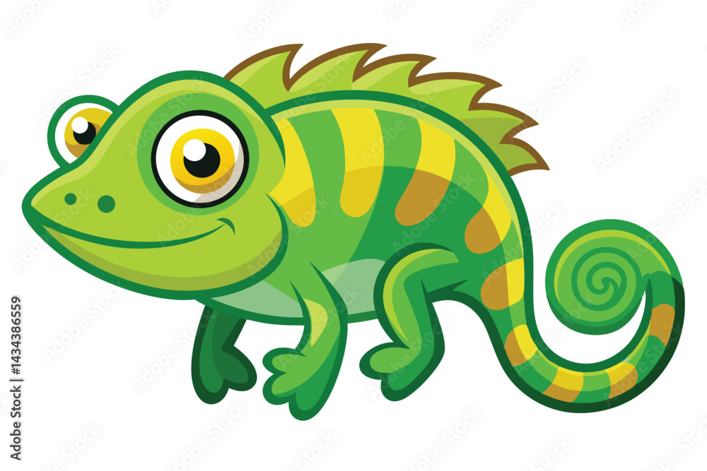 Naklejka premium Cartoon Style Chameleon Vector Illustrations