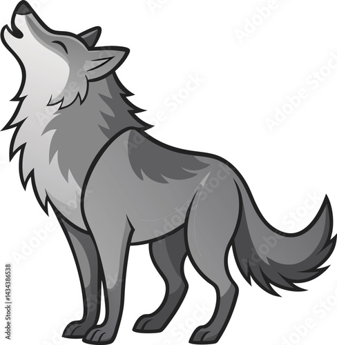 A Gray Wolf Howling at the Moon Illustration