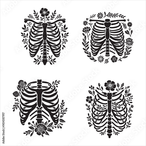 Rib cage flower Svg Bundle