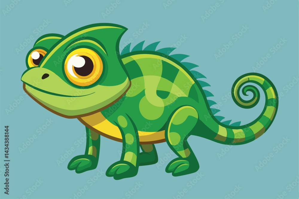 Naklejka premium Cartoon Style Chameleon Vector Illustrations